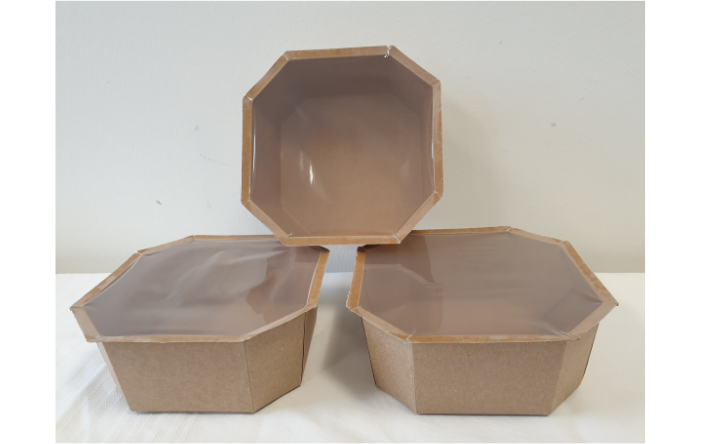 Paper tray with cellulose film 